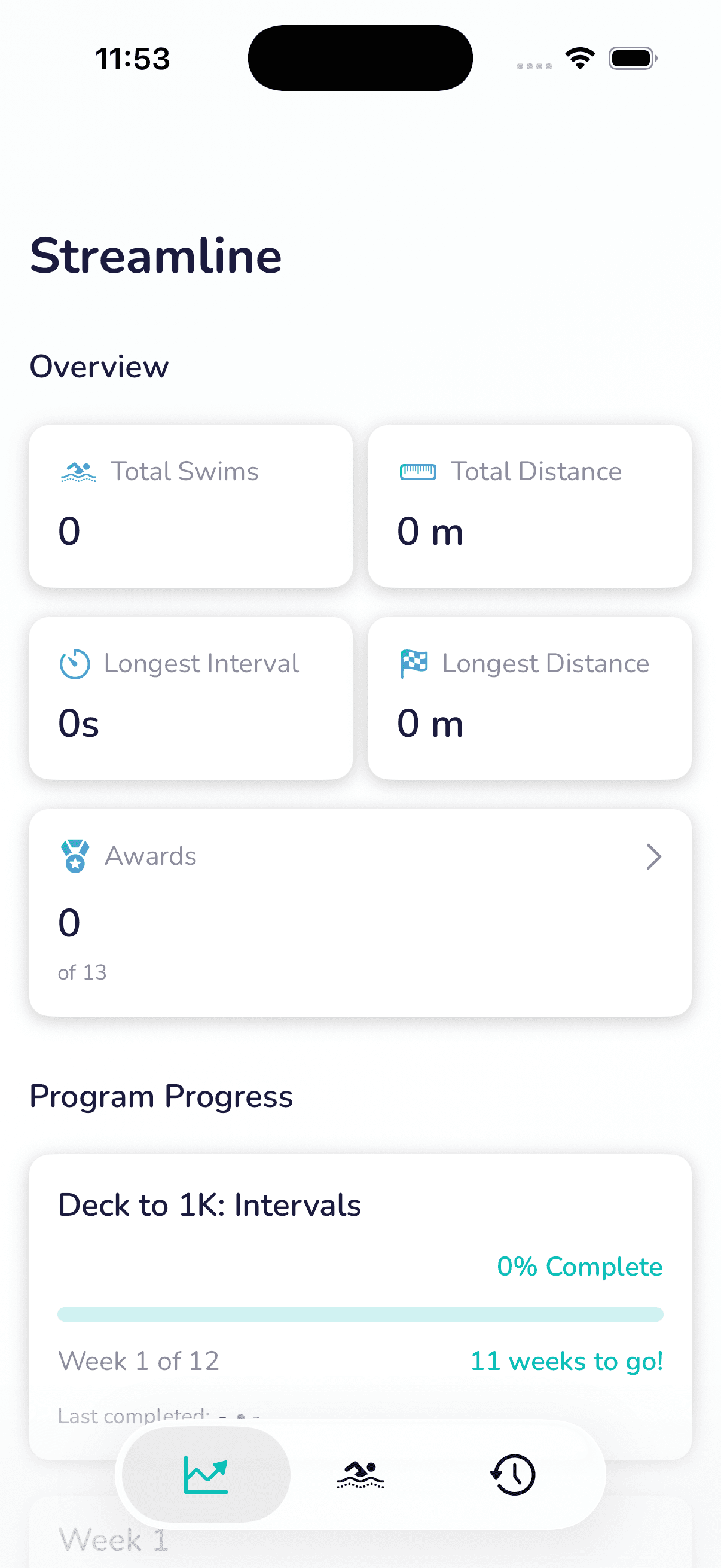 Streamline app showing Deck to 1k plan overview